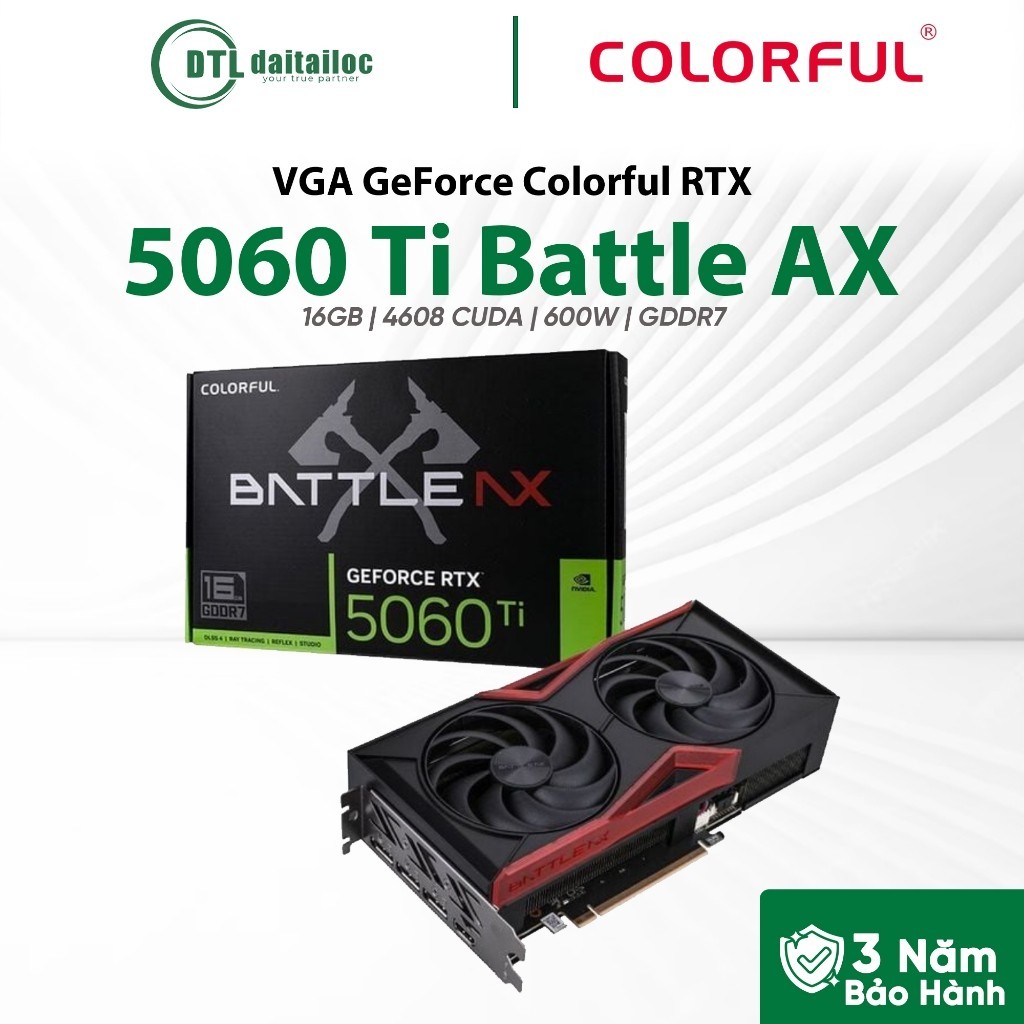 Card màn hình VGA COLORFUL RTX 5060 Ti Colorful Battle AX Duo 16GB GDDR7 | Chính Hãng | Bảo Hành 36 