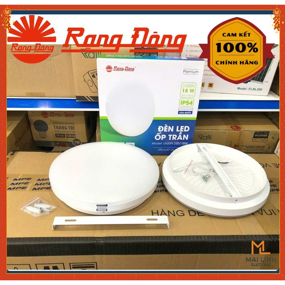 {Rạng Đông} Đèn Led ốp nổi Tròn bo tràn viền 18W - Đường kính 220mm - Ánh sáng trắng - Mẫu mới -Seri