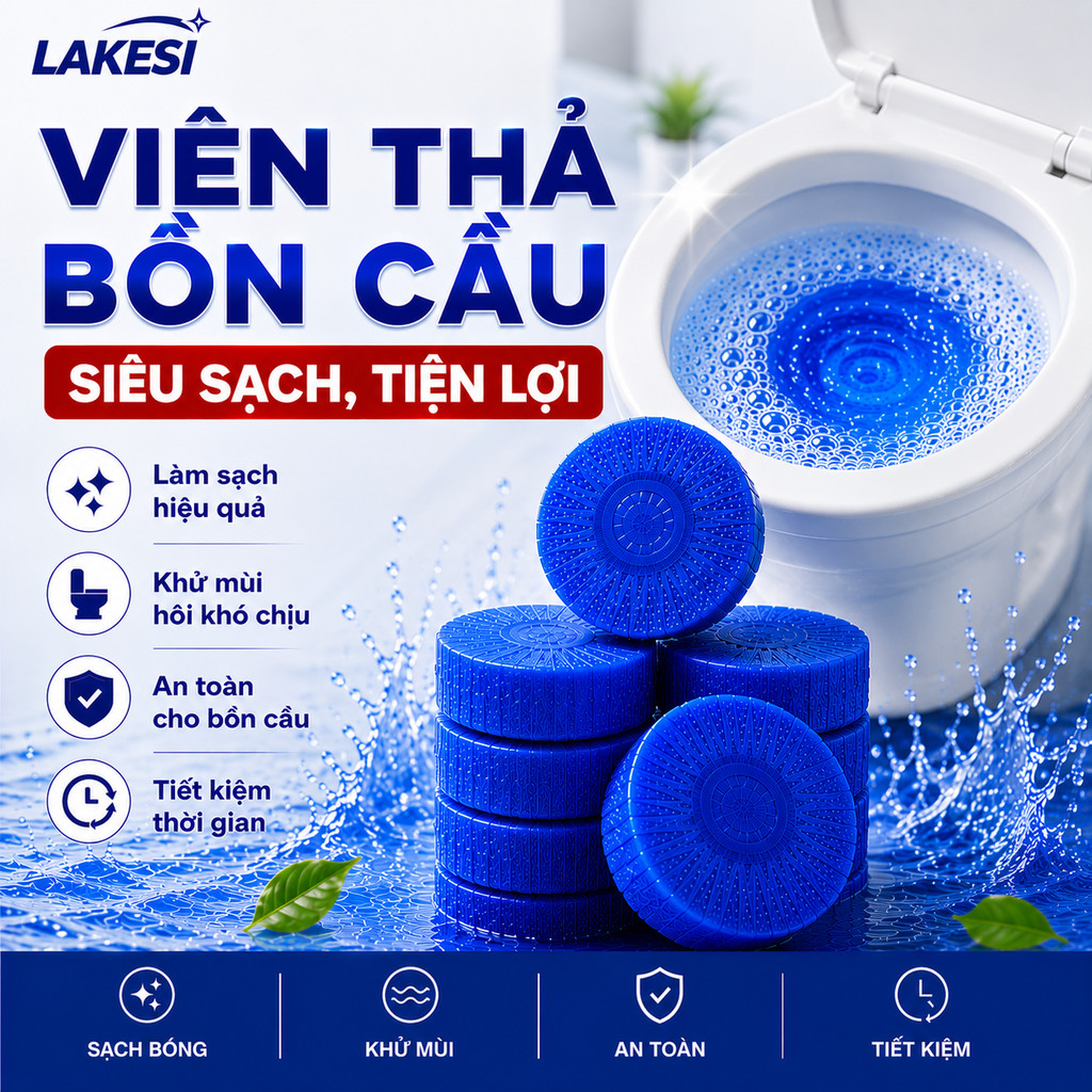 LAKESI Combo 10 Viên Vệ Sinh Toilet Hương Thơm