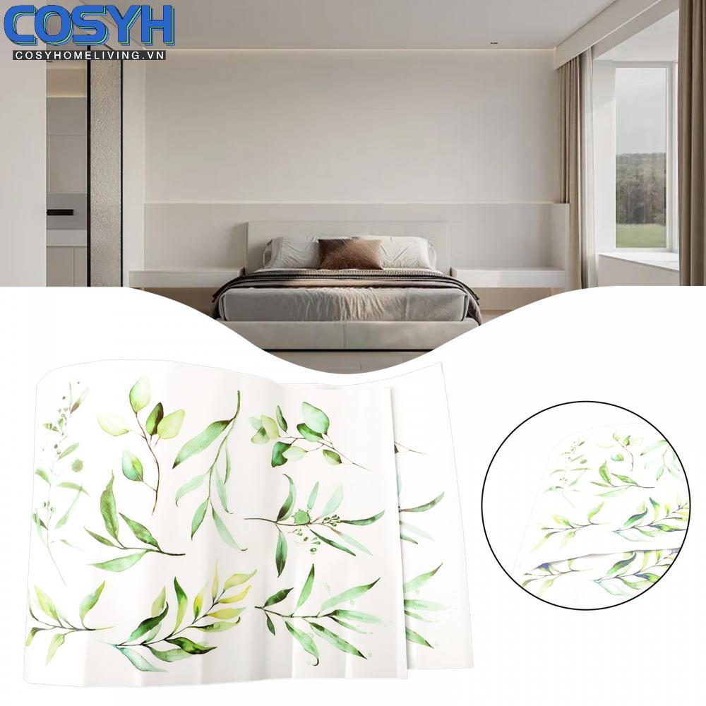 <cosyh>Beautiful Fresh Leaves Wall Stickers for Living Room Bedroom Green Plants Design