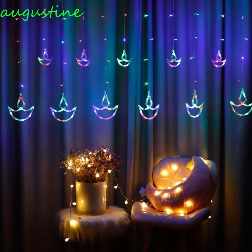 AUGUSTINE Diwali Light, USB Plug Hình Trái Tim Đèn Rèm, Diwali Trang Trí Đêm Tươi Sáng Happy Diwali 