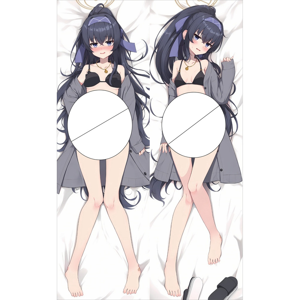 Blue Archive Kozeki Ui Dakimakura Gối In Hai Mặt 2 Chiều Da Đào Màu Tím Đậm Đuôi Ngựa Cao Halo Girl 