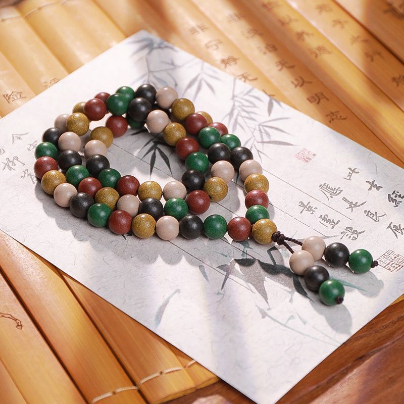 [Wufang Zhenqi Hexiang Hạt] Cân Bằng Sức Khỏe Phương Pháp Cổ Đại Hexiang Hạt Vòng Tay Gỗ Vàng Nước L