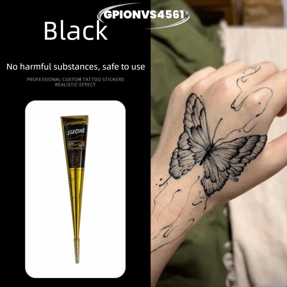 GPIONVS4561 Kem Xăm Henna, Màu Nâu Đen Tạm Thời Henna Dán Nón, Kem Xăm Henna Dễ Sử Dụng Kem Henna Nâ