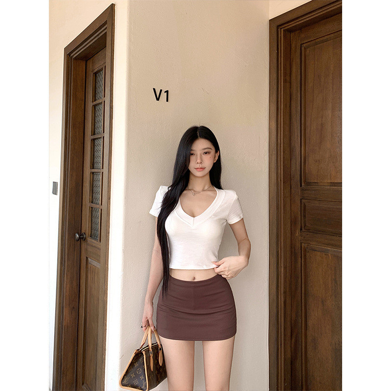 Moses Queen / Moses Queen Đi Kèm Quần An Toàn Hot Girl Váy Mini Nữ Eo Thấp Hông Váy Quần Short Tập Y