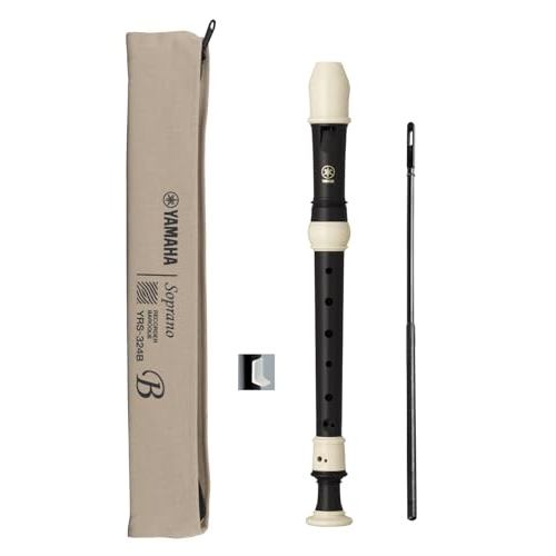 Yamaha soprano recorder YRS-324B (Baroque fingering),  ebony-look finish; includes finger rest, clea