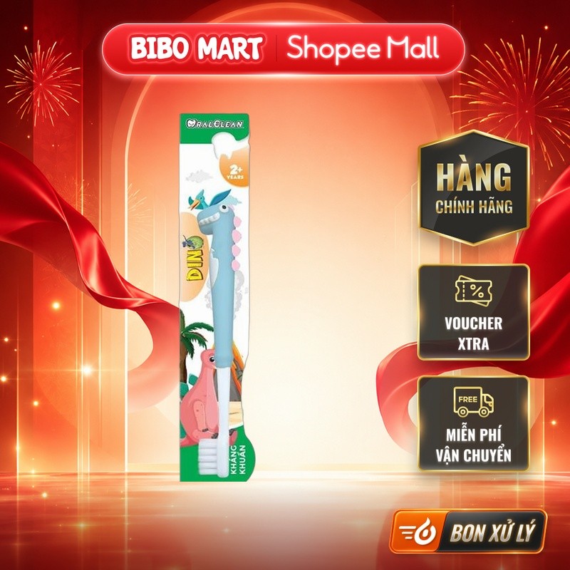 [KOL] Bàn Chải Đánh Răng Cho Bé OralClean Dino Kids Soft Hình Khủng Long Siêu Mềm - Bibo Mart