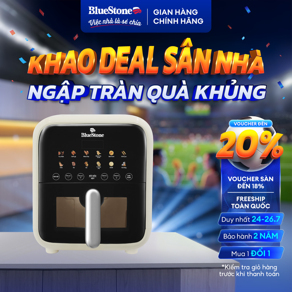 Nồi Chiên Không Dầu BlueStone AFB-5861 - 7 Lít, Trắng Sữa, 1800W