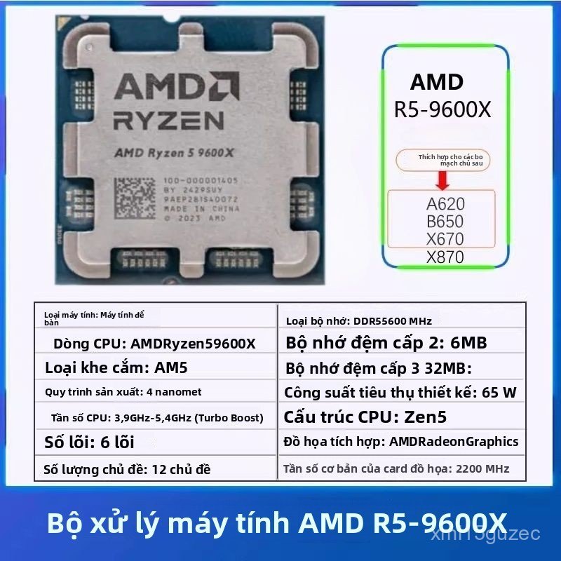 CPU AMD Ryzen dòng 9000 9600X 9700X socket AM5 kèm bản R7 9700X box chính hãng hiệu suất vượt trội m