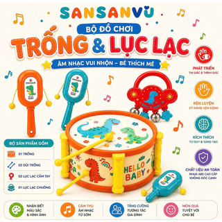 Bộ Trống 6 Món Cho Bé – Đồ Chơi Âm Nhạc Phát Triển Giác Quan Toàn Diện