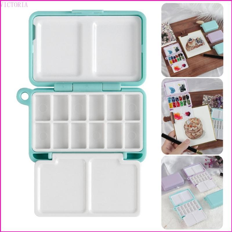 VIC 12 Well Paint Palette Box Màu Nước Paint Palette Case Folding Paint Palette