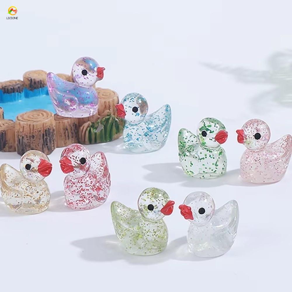 ECHOG Thu Nhỏ Vịt Trang Trí, Mini Nhỏ Lấp Lánh Nhựa Vịt Hình Đồ Chơi, Trang Trí Lấp Lánh Dễ Thương M