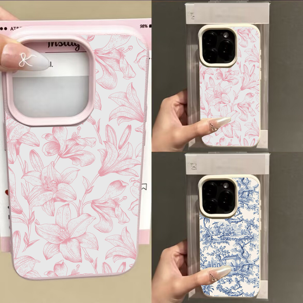 Ốp điện thoại màu hồng cổ điển Lily Blue Forest cho OPPO A6 A5 A3 Pro A6C A6X A3X A5X Reno 15 13 14 