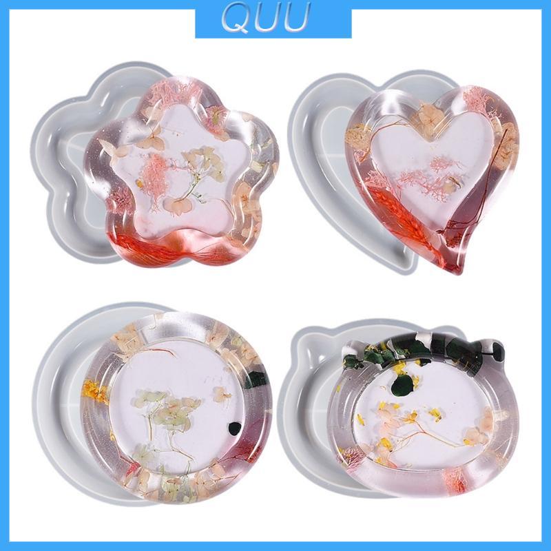 QUU Hoa Gương Khuôn DIY Làm Nhựa Geode Lát Đế Lót Ly Thảm