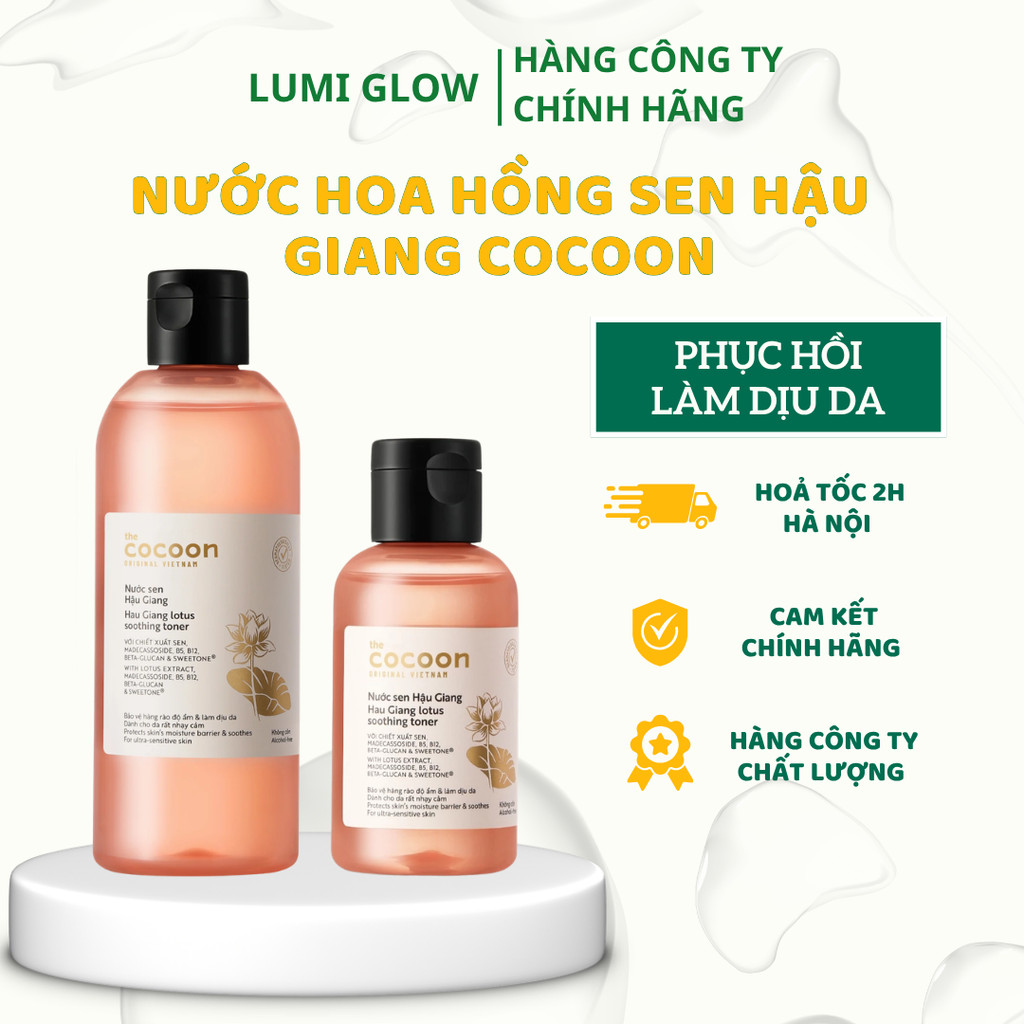 Nước Hoa Hồng Sen Hậu Giang COCOON Lotus Soothing Toner 310ML Chính Hãng  Làm Dịu Da Toner cocoon  C