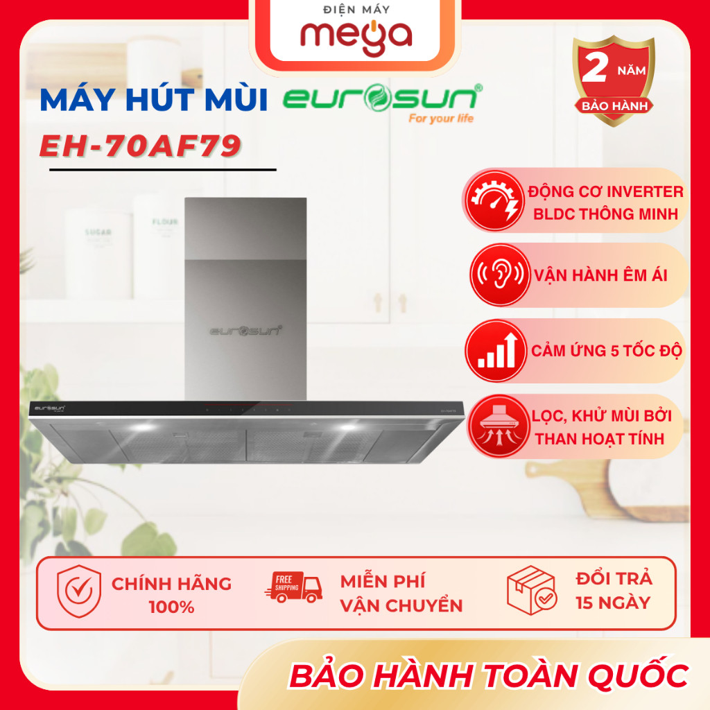 Máy Hút Mùi Gắn Tường Eurosun EH 70AF79 T-Shape Tornado Inox Cao Cấp Kích Thước 700Mm Bền Đẹp