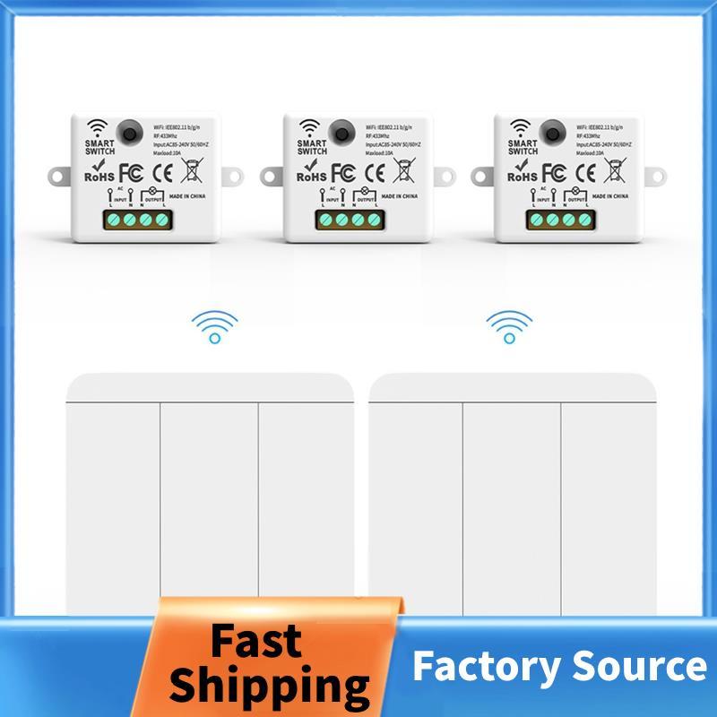 3 Chiếc Đèn Không Dây Công Tắc Treo Tường 433Mhz Bộ Thu Rơle Với 2x 3Gang Bảng Điều Khiển LED Điều K