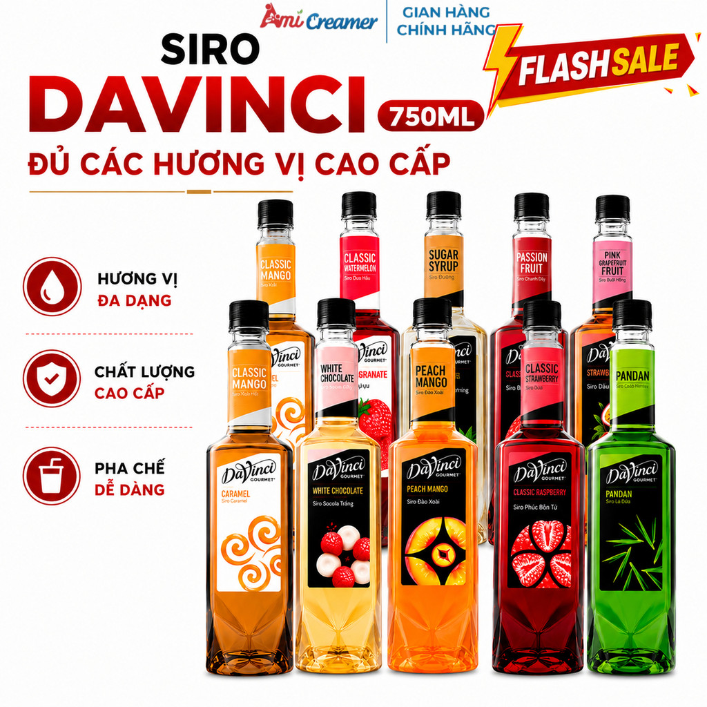 Siro Davinci Các Vị - Syrup Davinci Chai 750ML Các Hương Vị