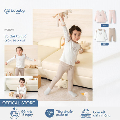 Bộ quần áo dài tay bèo vai BU Baby, bộ quần áo dài tay trẻ em, bộ dài bé trai bé gái | IVS110401
