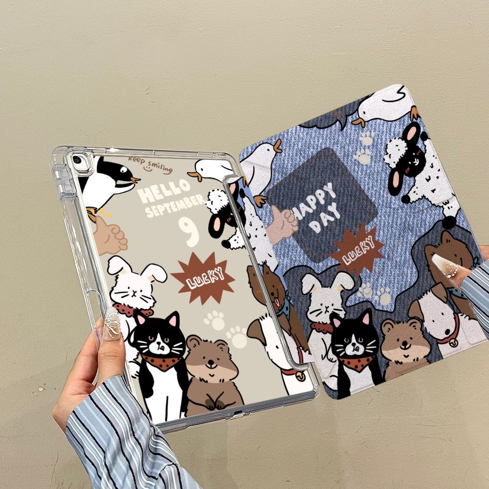 Họa tiết thú nhỏ, ốp bảo vệ kiểu‑Y phù hợp iPad10, Air7, iPad 11‑inch Air4
