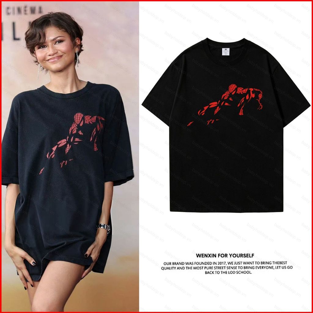 BS1 Người Nhện Thương Hiệu Ngày Mới Zendaya Coleman Áo Thun Ngắn Tay cotton Nguyên Chất Cho Mùa Hè SB1
