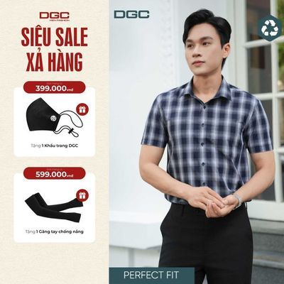 Áo Sơ Mi Ngắn Tay DGC Dáng Ôm Perfect Fit, Phong Cách Trẻ Trung, Chất Vải Mềm Nhẹ - SASNBD51M-S