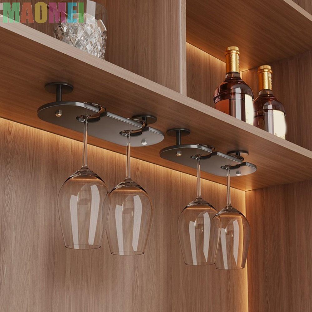 MAOMEI Giá đỡ ly rượu vang phía trên, Giá đỡ ly rượu vang ngược 2 / 3 / 4 khe bằng nhôm không gian, 