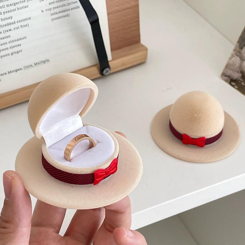 [Boutique1] Hộp Nhẫn Cưới Lãng Mạn Hộp Sáng Tạo Dễ Thương Hình Mũ Hộp Nhẫn Trang Sức Nhẫn Đính Hôn Ố