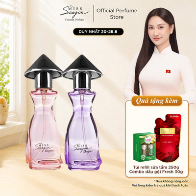 [First Date – Hẹn hò] Combo Nước Hoa Nữ Miss Saigon Elegance Ruby 15ml & Amethyst 15ml - Hương Ngọt Thanh, Quyến Rũ