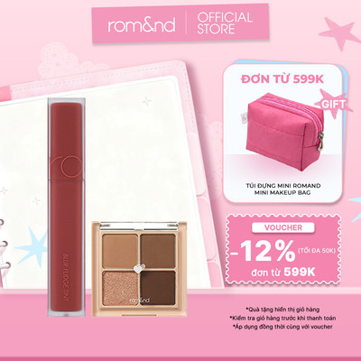 Combo Bảng màu mắt Romand Better Than Eyes 6.5g + Son kem siêu lì Romand Blur Fudge Tint 5g