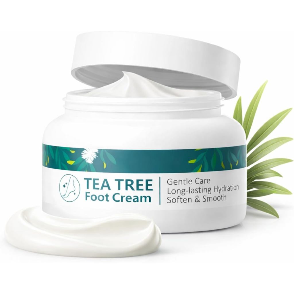 Tea Tree Foot Cream for Dry Cracked Heels and Skin, Foot Moisturiser with Urea, Shea Butter & Aloe V