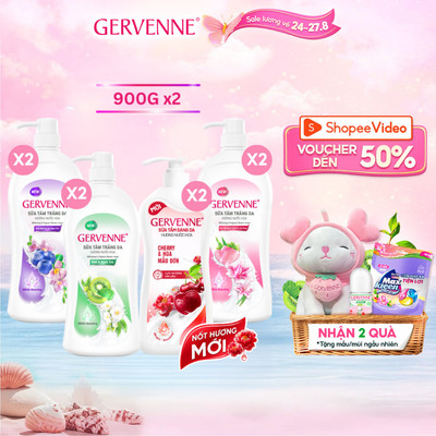 Combo 2 Sữa tắm trắng da hương nước hoa Gervenne 900g