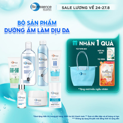 Bộ Bio-essence Water:  Xịt Khoáng 300ml, Tinh Chất Serum, Kem Dưỡng, Tẩy Trang, Kem Chống Nắng – Dưỡng Ẩm Làm Dịu Da