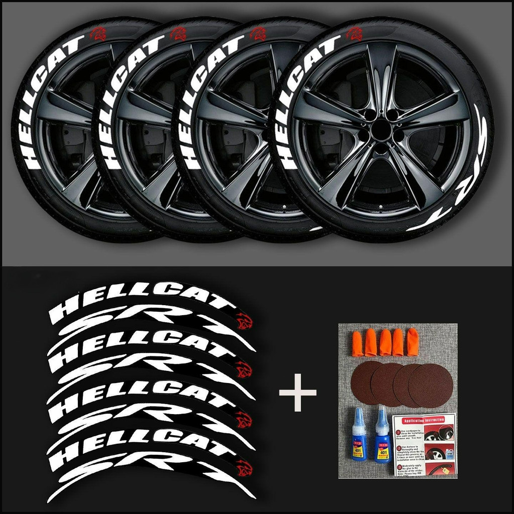 Hellcat SRT 3D Lốp Chữ Miếng Dán Cao Su Lốp Decal Chống Thấm Nước Cho Dodge Sạc Challenger SRT Hellc