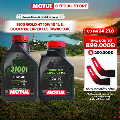 Combo Dầu nhớt xe Máy MOTUL 3100 GOLD 4T 10W40 1L và xe tay ga SCOOTER EXPERT LE 10W40 0.8L