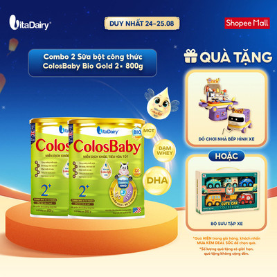 [COMBO 2 LON] Sữa bột ColosBaby Bio Gold 2+ cho trẻ trên 2 tuổi - Hỗ trợ tiêu hoá, bổ sung dinh dưỡng - Lon 800g