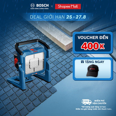 Đèn công trình pin Bosch GLI 18V-5000 (SOLO) – 5000 lumen, siêu sáng, 3 mức sáng, khung kim loại