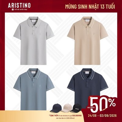 [Có thể tăng size, phom ôm] ARISTINO Áo Elite Polo Nam Slim Fit APS115S3EC Cotton Co Giãn Thoáng Khí Thấm Hút
