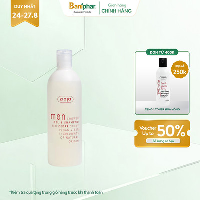 Ziaja Men Shower Gel & Shampoo Mountain Pepper Scent - Gel Tắm Gội 2in1 Dành Cho Nam Giới Hương Hạt Tiêu Núi
