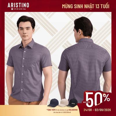 Áo Sơ Mi Nam Aristino Business ôm vừa vặn cơ thể Cotton Co Giãn nhẹ họa tiết lịch lãm 1SS046AS4