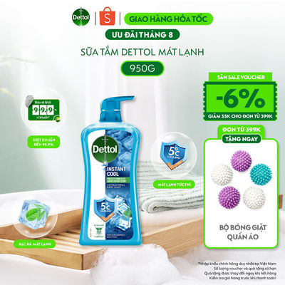 Sữa tắm Dettol Cool kháng khuẩn, mát lạnh tức thì - chai 950g