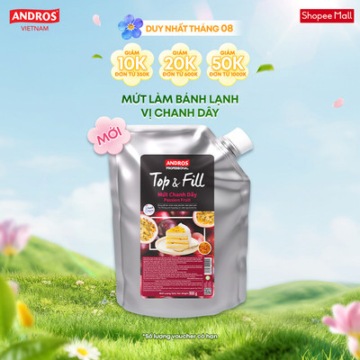 Mứt Làm Bánh Lạnh Vị Chanh Dây - Có miếng trái cây thật - ANDROS Top & Fill - Nguyên liệu làm bánh - 900G