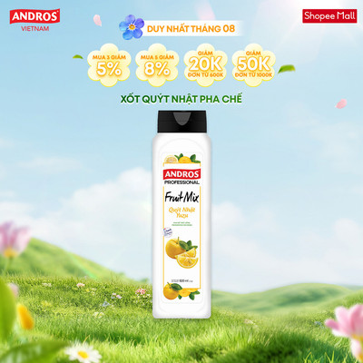 Xốt Quýt Nhật Pha Chế - Làm từ trái cây thật - Nguyên liệu pha chế - ANDROS FRUIT MIX - 820ml