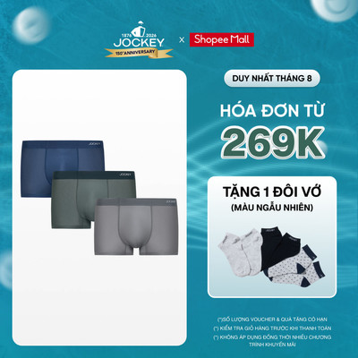 Combo 3 Quần Lót Nam Jockey Dáng Trunk Thoáng Khí Kháng Khuẩn, Co Giãn 4 Chiều, Không Đường May - J4058