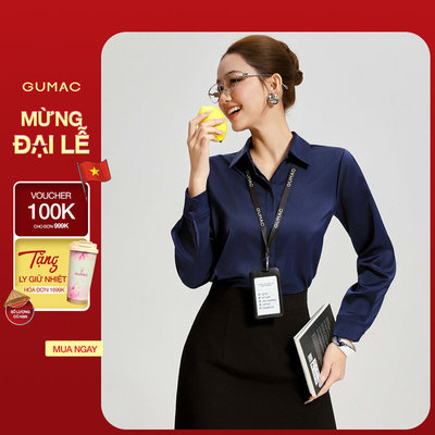 Áo Sơ Mi Nữ GUMAC Form Suông Tay Dài Nẹp Đôi Giấu Nút Thanh Lịch AG04011