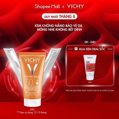 Kem chống nắng bảo vệ da mỏng nhẹ không bết dính SPF 50+ UVA & UVB Vichy Capital Soleil Dry Touch