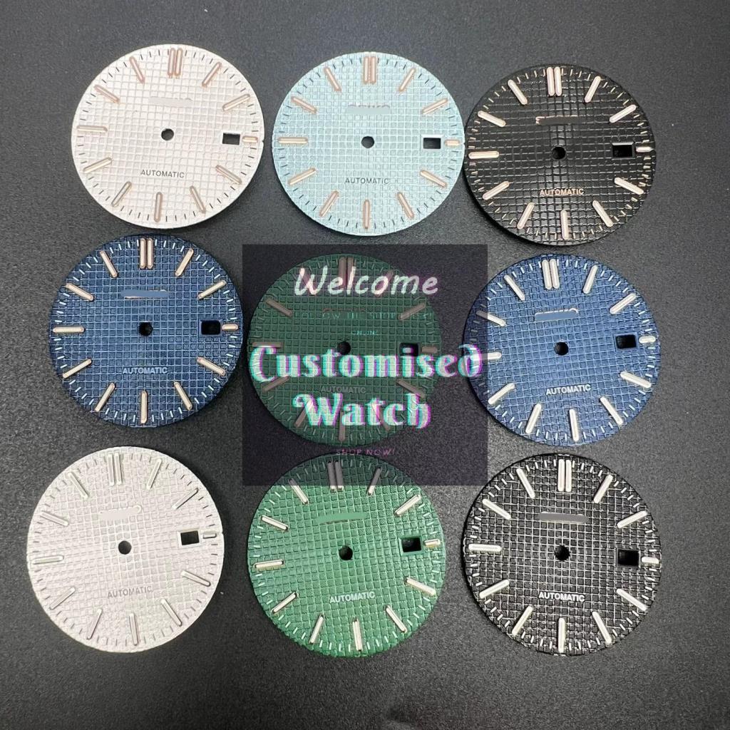 [NH35] Đồng hồ thay đổi bề mặt hình bát giác Oak 31,8mm Nail Green Luminous Dial Adapt NH38 Mechanic