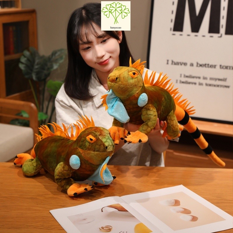 Đồ chơi nhồi bông Iguana thực tế Sanyecao, Búp bê nhồi bông Iguana xanh như thật, Thiết kế lưng phồn