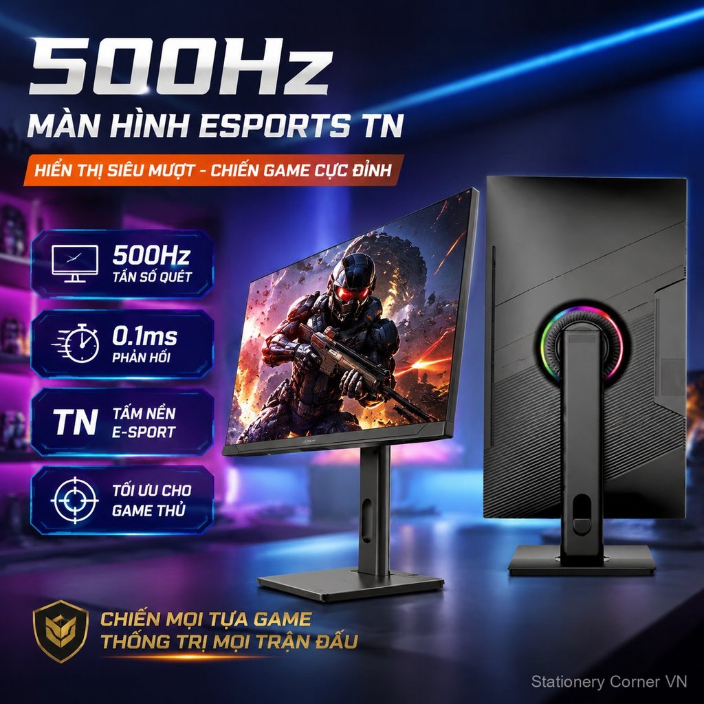 Màn hình 500Hz 400Hz gaming TN 0.1ms, phản hồi nhanh, chuyên game, mượt mà, bền