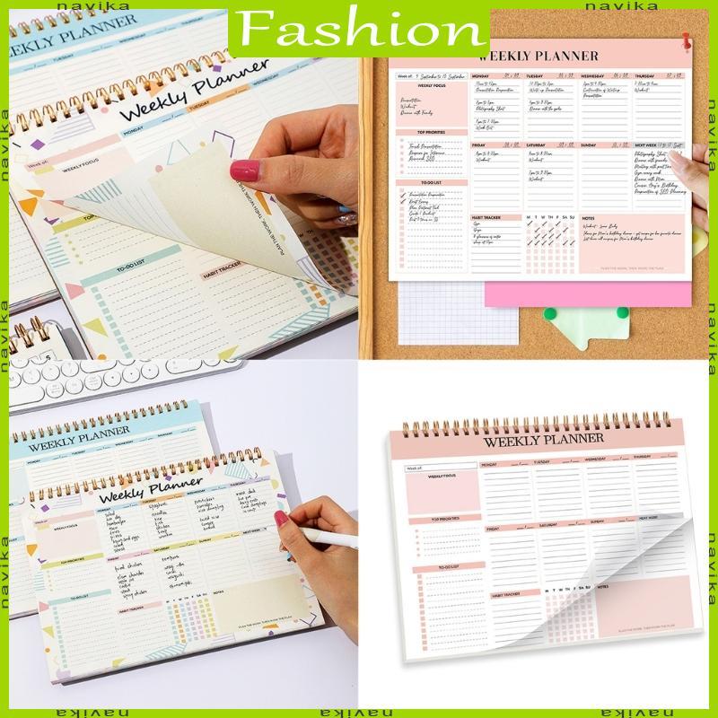 NA Coil-binding Weekly Academic Planner 52 Week Journal Notebook Weekly Planner